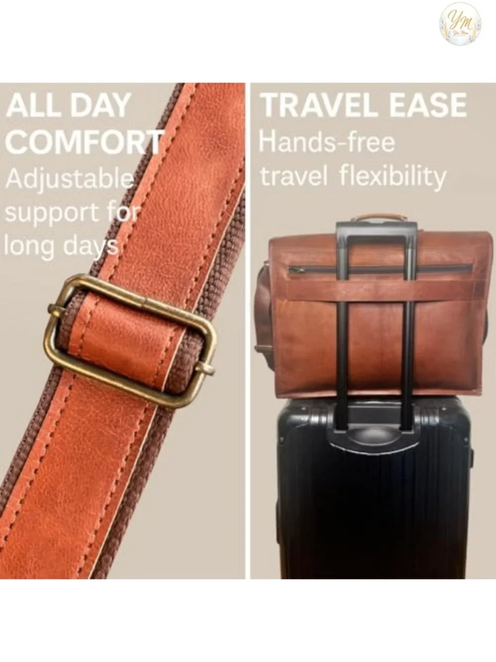 Full Grain Leather Messenger Bag for Men, Large 18